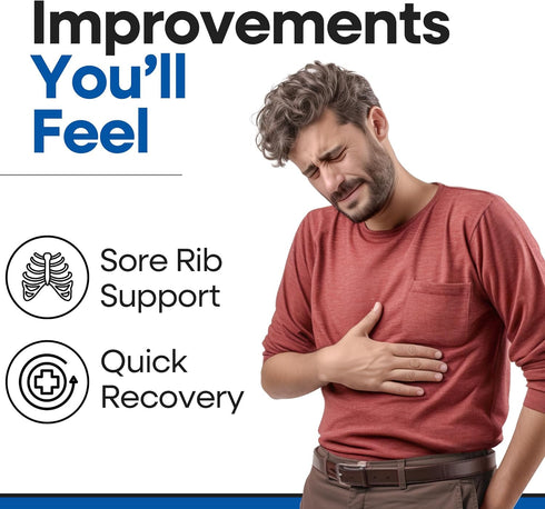 Rib Brace Chest Binder | Chest Compression Support for Rib Muscle Injuries, Bruised Ribs | Breathable Rib Wrap (L/XL 44