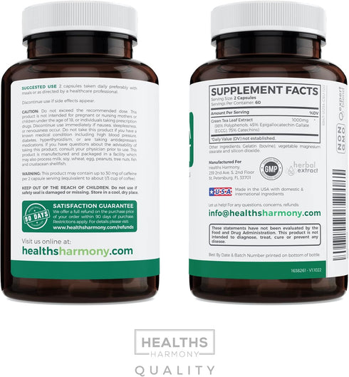 Green Tea Extract Capsules 98% with EGCG, 120 Count, Non-GMO, Natural Metabolism Boost, Antioxidant Supplement