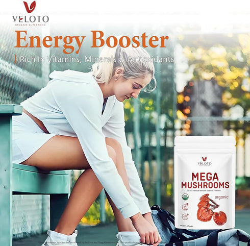 VELOTO Blend,10 1 10oz Organic Mega Mushroom Powder in Complex Mushroom Extract Powder Herbal Supplement with Reishi
