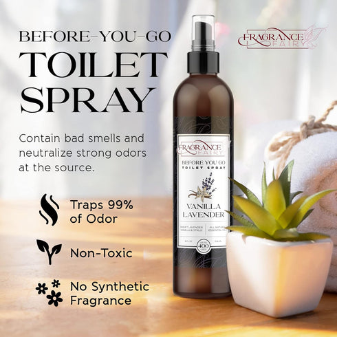 Before You Go Toilet Spray for Poop, 8 Oz, Vanilla Lavender Bathroom Freshener, Long Lasting Toilet Deodorizer