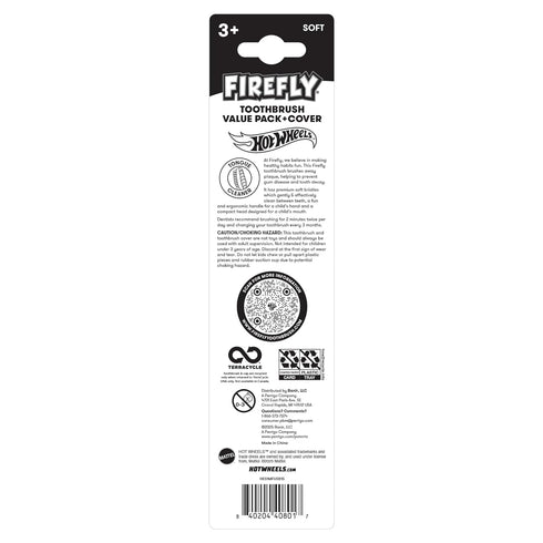 Pack, 3+, 3 Firefly Hot Wheels Toothbrush Value Soft Bristle Toothbrush for Kids Ct