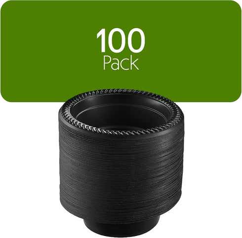 PLASTICPRO 100 PCS Black Plastic Bowls, Lightweight 5 oz Disposable Soup Bowls for Party and Wedding Use