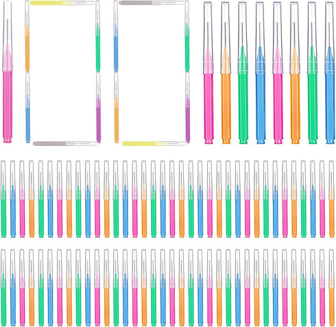 GOUWEIBA 100 pcs Disposable Interdental Brush Toothpick Dental Hygiene Flosser Tools (Mixed Color)
