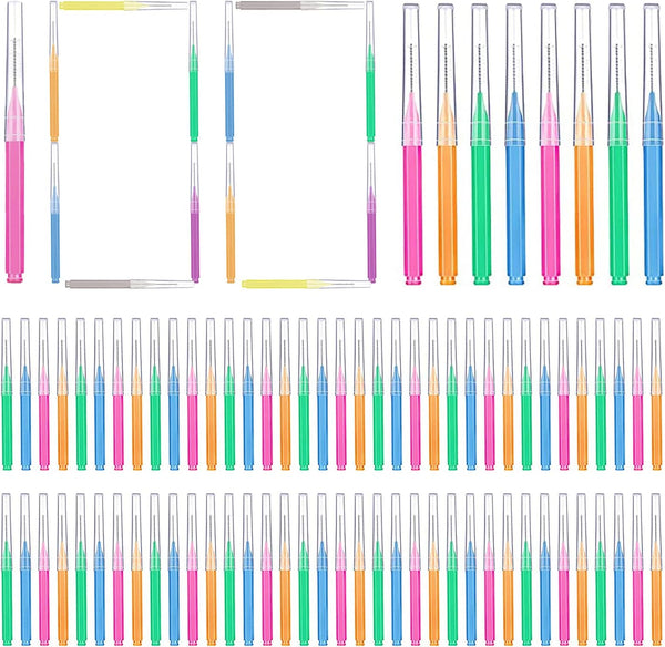 GOUWEIBA 100 pcs Disposable Interdental Brush Toothpick Dental Hygiene Flosser Tools (Mixed Color)