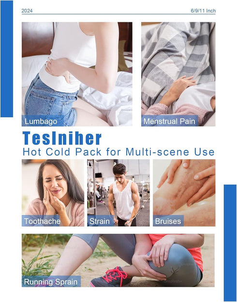 Ice Pack Bags for Injuries, Reusable 3 Packs Hot Water Bag for Pain Relief, Leak-Proof Elastic Ice Bag, Sizes 6, 9, 11