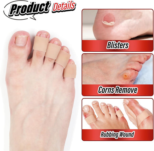 20 Pieces Toe Sleeves, Gel Toe Protectors, Breathable Toe Covers for Bunion Overlap Toe Hammer Toes Pain Relief (Skin