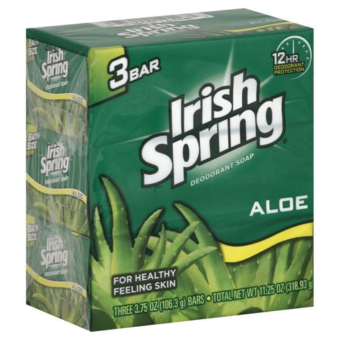 Irish Spring Aloe Mist Deodorant Bath Bar, 3.7 oz, 3 ct x 3 Packs (Total 9 Bars)