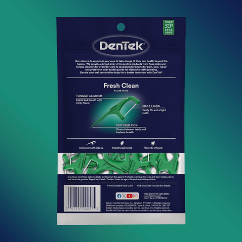 DenTek Fresh Clean Floss Picks for Extra Tight Teeth, 75 Count, 3 Pack