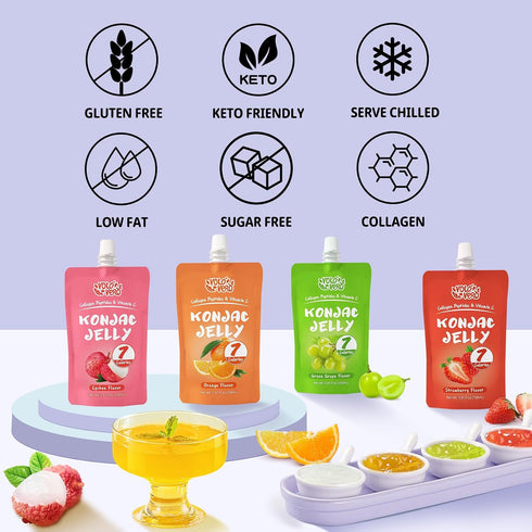 Pack, 7 20 Pack, 0 VOLO VERO Konjac Jelly Pouch Drinkable Variety Calories, Sugar, Gluten Free, Keto, Collagen Peptides