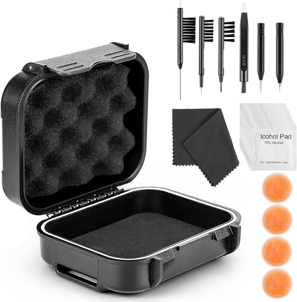 52 Pieces Set High Seal Waterproof Hearing Aid Case with Extractable Sponge, Drop-Proof, Shock-Proof Storage Box