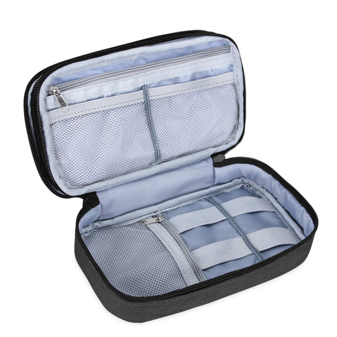 Teamoy Travel Makeup Brush Bag (up to 8.5") - Professional Cosmetic Organizer Case with Handle Strap, Black