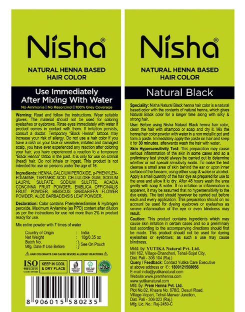Nisha Henna Based Color Dye for Hair - Natural Black, 0.3 Ounce (Pack of 6)