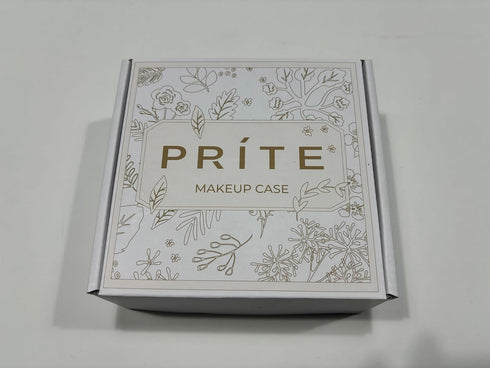 Prite Small Makeup Bag for Women, Portable Clear Cosmetic Bag with Gold Zipper (Beige)