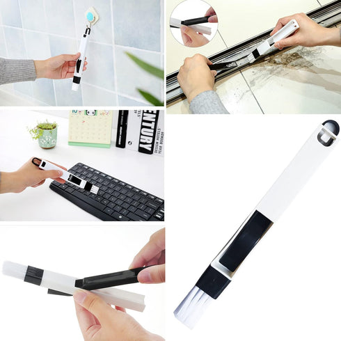 Broom and Dustpan Set - 4 Pcs Cleaning Brushes, Tweezers, Tongs, Mini Kit for Home, Kitchen