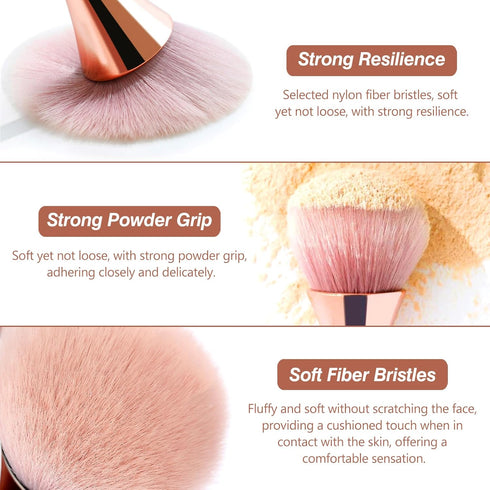 Super Large Mineral Powder Brush Set - 2 Pcs Bronzer Kabuki Makeup Brush & Soft Fluffy Foundation Brush