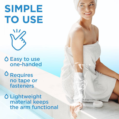 100% Waterproof Cast Covers for Shower Arm - Tight Seal - 3pk Adult Reusable Cast Protectors
