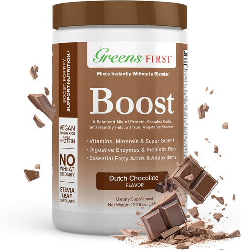 Greens First Boost - Plant-Based Protein & Balanced Nutrition, Superfood Shake Mix, Dairy-Free, Vegan