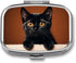 STVNKML Cute Peeping Black Cat Pill Box Travel Pill Organizer 2 Compartment Weekly