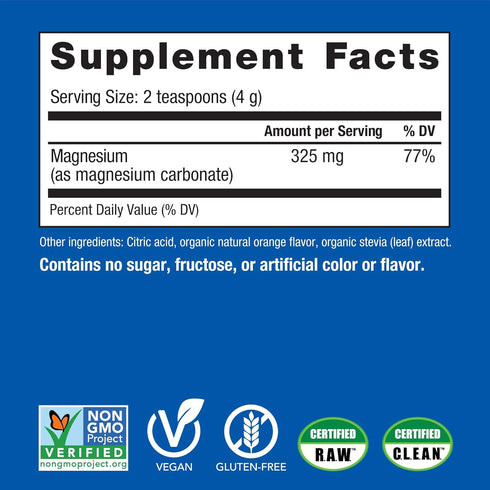Natural Vitality Calm - Magnesium Citrate Supplement, Anti-Stress Drink Mix Powder, Gluten Free, Vegan, Orange (8 oz)