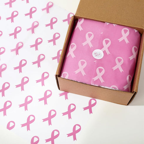Whaline 100Pcs Pink Ribbon Tissue Paper for Breast Cancer Awareness, DIY Art Craft Paper for Charity, 14 x 20 Inch