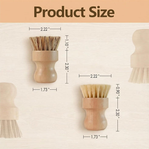 Set, 3 Pack Wooden Dish Scrub Brush - Natural Fiber Kitchen Dish Scrubber for Cleaning Pots, Sink, Tableware