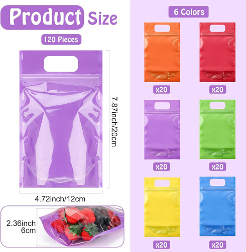 Sinload 120 (Clear,4.7 7.9 Inch) Pcs Plastic Gift Bag Bulk Resealable Party Goodie Bag with Clear Window Color Favor