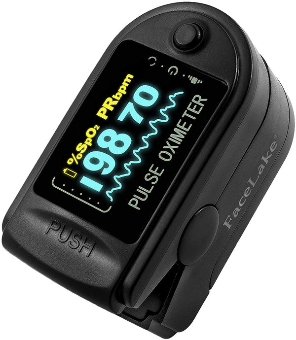 FL-350 Pulse Oximeter with Carrying Case, Batteries & Lanyard, Black