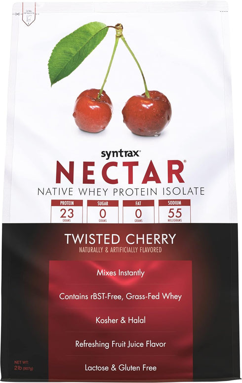 Syntrax Nutrition Nectar, 100% Whey Isolate Protein Powder, Twisted Cherry, 2 lbs