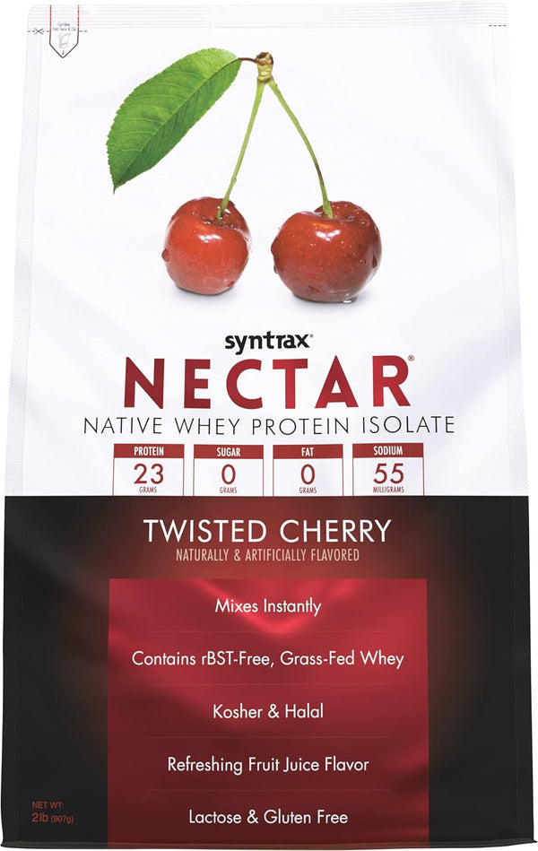 Syntrax Nutrition Nectar, 100% Whey Isolate Protein Powder, Twisted Cherry, 2 lbs
