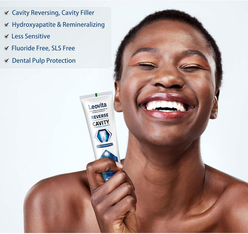 Leovita 3.52 OZ Cavity Reversing Toothpaste for Adult, Hydroxyapatite as Remineralizing Filler, SLS and Fluoride Free