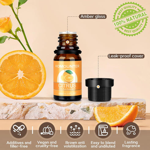 Fruit Essential Oil for Diffusers, Natural Fruity Fragrance Oil for Candle & Soap Making - 8 Pack, 10ML