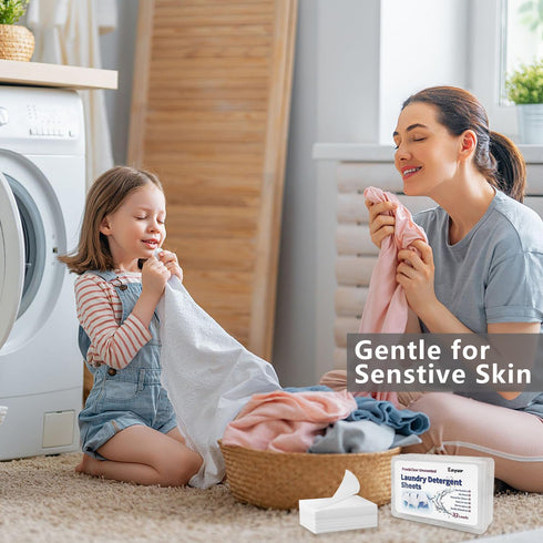 Laundry Detergent Sheets by Enyur, Free and Clear, 32 Loads, 1 Pack, Travel and Home Use