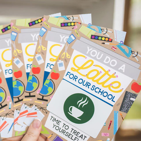 Tiny Expressions Teacher Appreciation Coffee Gift Card Holders, Set of 4 with Envelopes, School Themed
