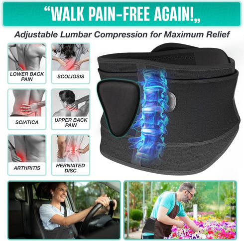 Modvel Back Brace for Men and Women, Lumbar Support Belt for Pain Relief, Herniated Disc, Sciatica
