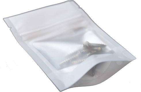 HANSER Smell Proof Odorless Mylar Resealable Foil Pouch Bags with Clear Window, Stand Up Bottom, Airtight, Matte White,