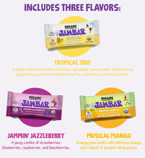 Pack -12 Pack) JAMBAR Organic Artisan Energy Bar (Vegan Variety