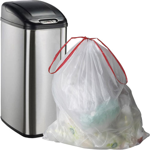 Pekky Heavy Duty Drawstring Trash Bags, 8 Gallon, Clear, 120 Counts