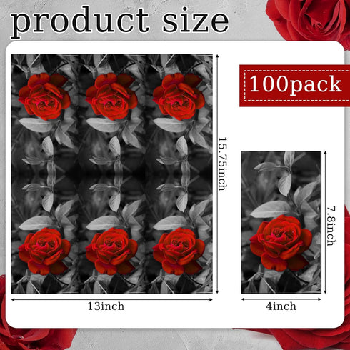 100 Pack Floral Napkins Disposable Paper Hand Towels - 2 Ply Decorative Dinner Guest Towels for Bathroom, Wedding
