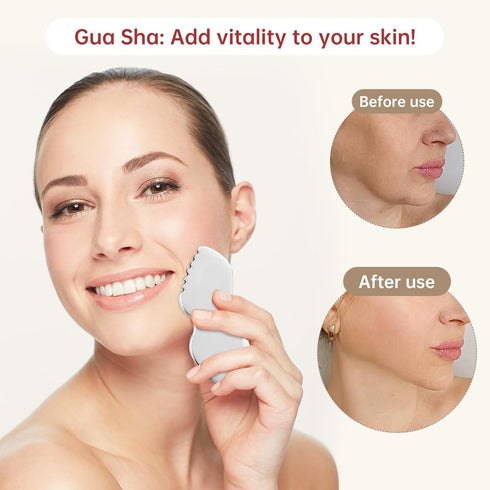 Stainless Steel Gua Sha Facial Tools - Metal Detail Gua Sha Stone for Body Lymphatic Drainage & Face Sculpting
