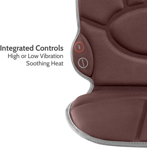 Homedics Portable Back Massage Cushion, Heated Vibrating Pad, Multi-Speed, Soft Fabric, Lumbar & Shoulder Kneading