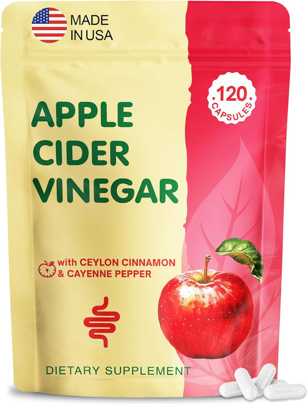 Yerhove Apple Cider Vinegar Capsules with Mother, ACV Pills Supplements with Organic Cayenne
