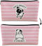 Pug Gifts for Pug Lovers - Pink Stripe Makeup Bag, Cute Pug Canvas Zipper Pouch, Funny Pug Butt Gifts