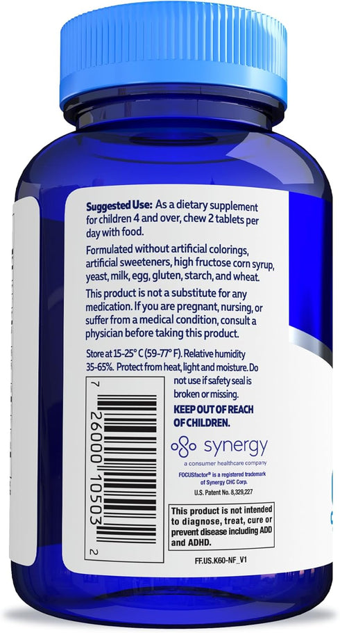 Focus Factor Kids Complete Daily Chewable Vitamins, Multivitamin & Neuro Nutrient, 60 Count