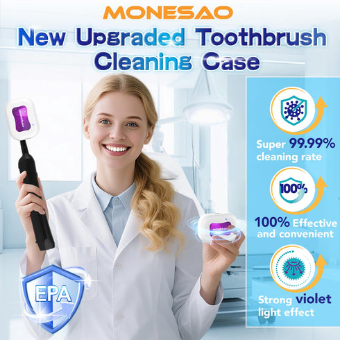MONESAO Toothbrush Sanitizer Case, Portable Mini Toothbrush Covers with Holder, Rechargeable Travel Home Toothbrush