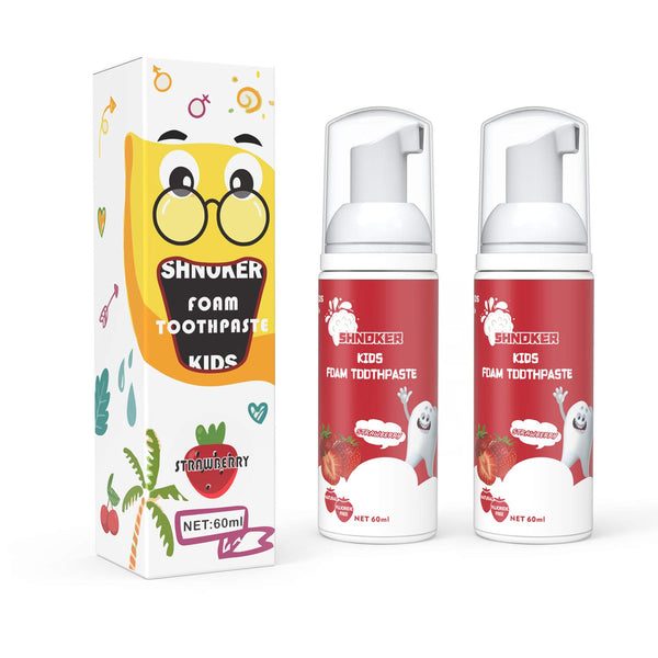 Kids Foam Toothpaste with Strawberry Flavor, Fluoride Free Natural Formula, Foam Toothpaste