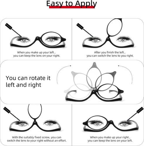 JM 2 Pairs Makeup Reading Glasses, Magnifying Flip Down Cosmetic Readers for Women, Spring Hinge +3.5