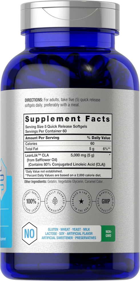 Horbaeach CLA Supplement | 300 Softgel Pills | Maximum Potency | Conjugated Lineolic Acid from Safflower Oil | Non-GMO, Gluten Free