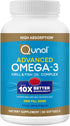 Qunol Advanced Omega 3 Krill and Fish Oil Complex, 250mg EPA & DHA, 10x Better Bioavailability, 90 Count