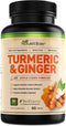 Turmeric and Ginger Supplement - Tumeric Curcumin Joint Support Pills with Apple Cider Vinegar & BioPerine, 60 Capsules