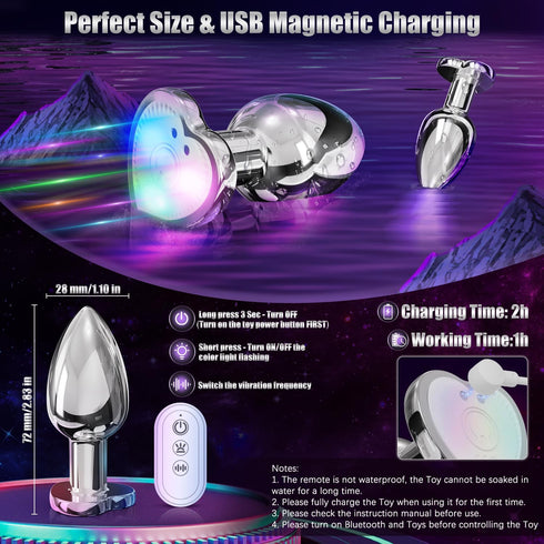 Small Vibrating Butt Plug with Flashing Light Base for Anal Pleasure